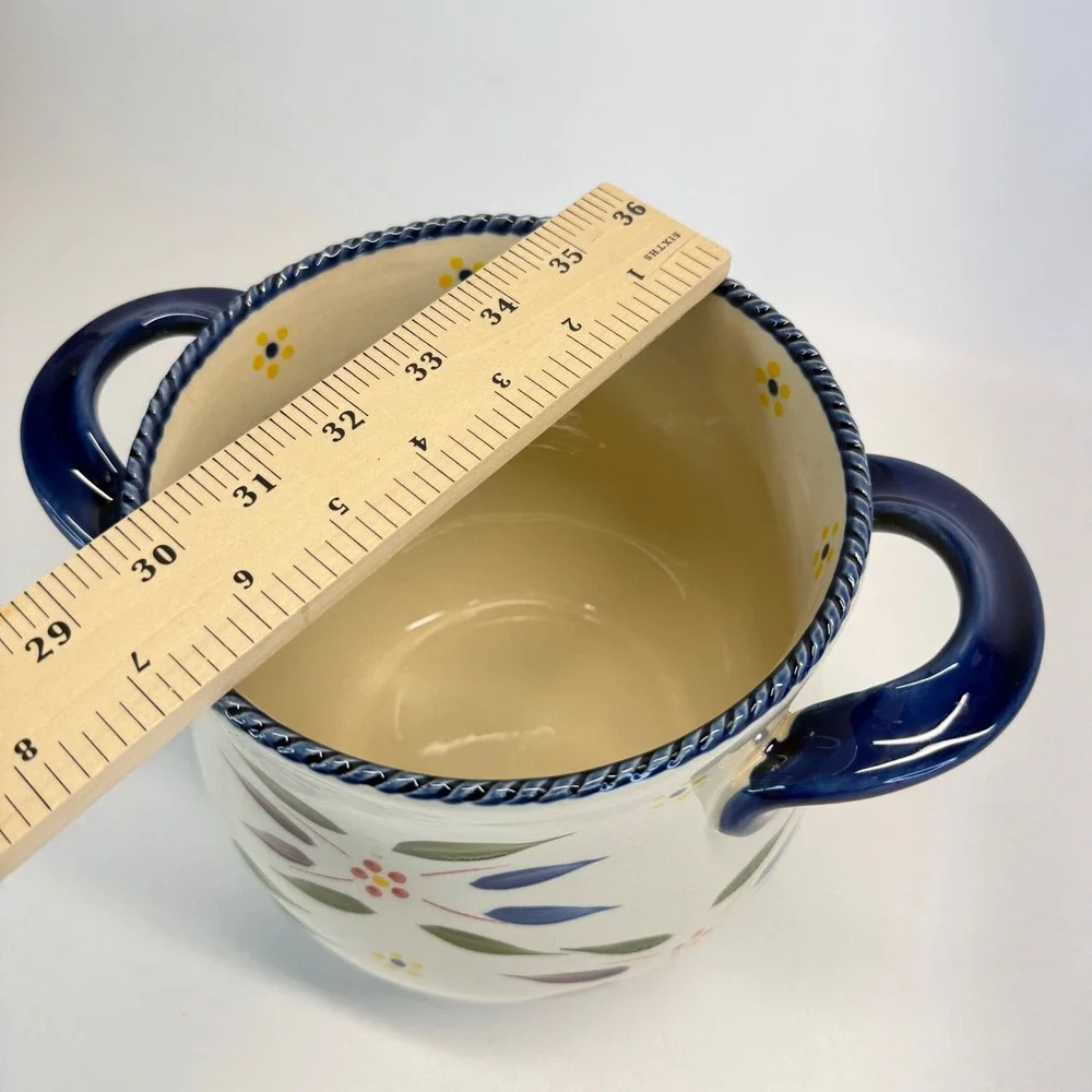 Temp-tations Old World Utensil Crock Floral Ceramic Blue PPP-LD-304525